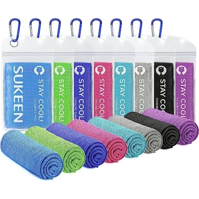 Imagen de Sukeen Juego de 8 Toallas refrigeración (101,6 x 30,5 cm), refrescante Toalla Deporte Microfibra para Acampada, Fitness, Necesidad Verano cálido
