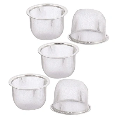 Imagen de sourcing map Redondo de acero inoxidable malla té Tetera Hoja especias Tamiz filtro 70MM 5pcs