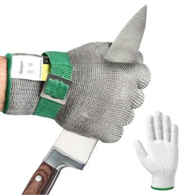 Imagen de Guantes Anticortes de Alta Tecnología (Nivel A9/F) Twinzee Protección Total y Flexibilidad Máxima Anticorte Acero Inoxidable Talla S