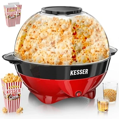 Imagen de KESSER® Popcorn Maker 800W Palomitero de 5,5l capacidad con tapa revestimiento antiadherente y bol para servir aceite, mantequilla azúcar incl. vaso palomitas