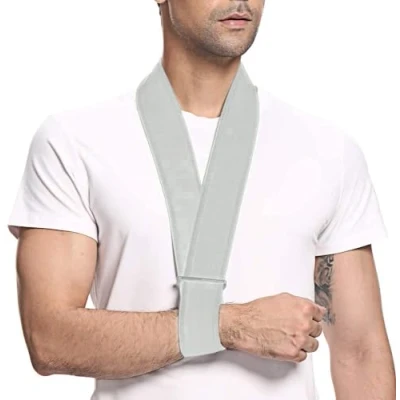 Imagen de supregear Cabestrillo para Brazo, Inmovilizador Cuello de Soporte Ajustable Ligero Brazo Simple Hombro Transpirable Hombres Mujeres (Gris)