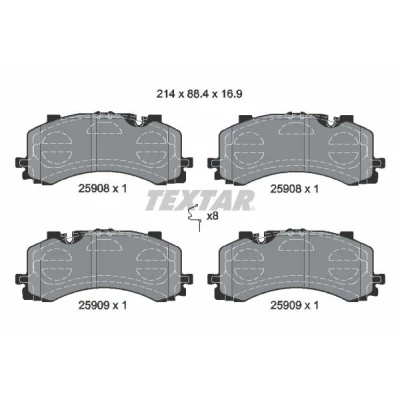 Imagen de TEXTAR 2590801 Juego de pastillas freno preparado para indicador desgaste AUDI: Q7, A6 C8 Avant, Q8, VOLKSWAGEN: Touareg III