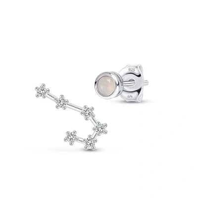 Imagen de Amberta Pendientes Constelación para Mujer Plata de Ley con Pendiente Piedra Colores Zodiaco Asimétricos Mujer: Lunar