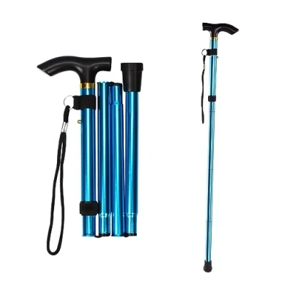 Imagen de ZHjuju Bastones Plegables para Mayores, Bastón Plegable Ajustable de Aluminio Floral AzulBastón Mujer Mayores Extensible hogar y Viaje