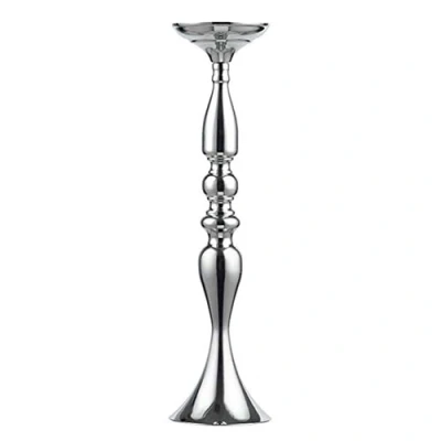 Imagen de Brussels 08 soporte decorativo de metal para boda/comedor, velas flores, florero, candelabro, mesa, centro pilar, plateado, 50 cm, 1 unidad