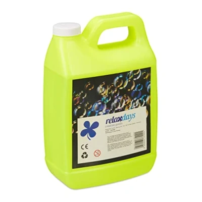 Imagen de Relaxdays Garrafa Líquido Burbujas Jabón, 2 L, Solución Pompas, Bodas, Fiestas, Niños, Detergente Pompitas, Verde, 23 x 14,5 8 cm
