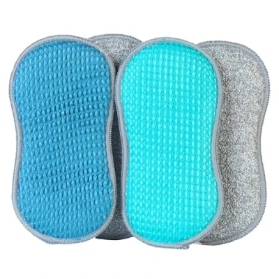 Imagen de Beldray LA067593UFEU Estropajos De Limpieza Microfibra, Tratados Con Protección Antibacteriana, Doble Cara, Diseñadas Una Forma Ergonómica Para Un Uso Cómodo, Pack 4