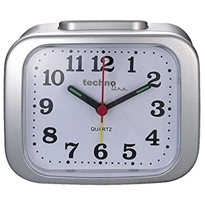 Imagen de Technoline Despertador de Cuarzo Modelo XL, Retro Despertador, Tono Alarma, Pantalla Clara, Color Plateado