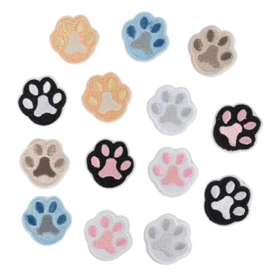 Imagen de Disnace Juego de 14 Parches Autoadhesivos con Estampado Patas, para Planchar, Bordados Huellas Perro, Apliques Bordado, DIY y Decorativos Reparar Ropa, Chaquet