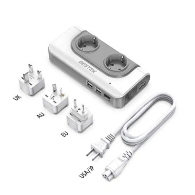 Imagen de BESTEK 200W Transformador 110V a 220V Adaptador de Viaje con 4 USB para UK Reino Unido, USA Estados Unidos, China, Australia