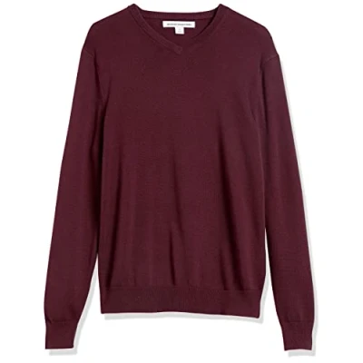 Imagen de Amazon Essentials Jersey de Cuello Pico (Disponible en Tallas Grandes) Hombre, Burdeos, XXL