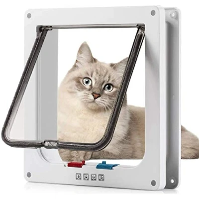 Imagen de Sailnovo Puerta para Gato con Cierre magnético de 4 vías, Mascotas Gatos y Perros pequeños, túnel (Blanco, S)