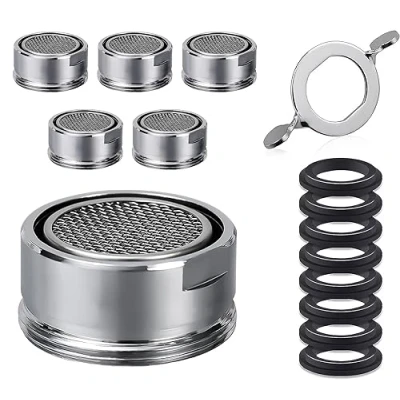 Imagen de Mtskaeo 6 Piezas Aireador de Grifo,Filtro Grifo,Lavabo Filtro,con 8 Arandelas y 1 Llave Cromada,Filtro Agua Grifo Difusor Accesories