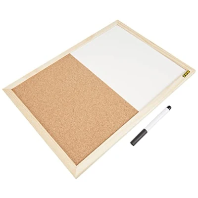 Imagen de Bi Office Budget Pizarra Combinada de Doble Uso Blanca y Corcho, Marco Pino, 40 x 30 cm