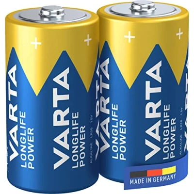 Imagen de VARTA Pilas C Baby, paquete de 2, Longlife Power, Alcalinas, 1,5V, aptas para accesorios computadora, linternas eléctricas, cámaras, Made in Germany