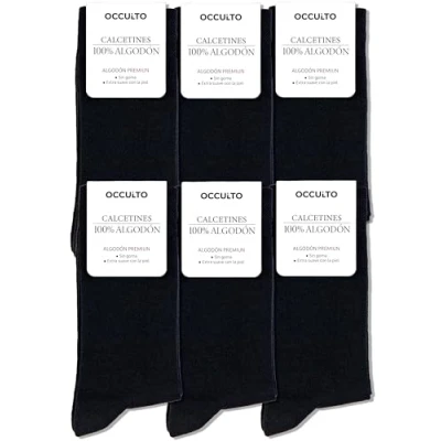 Imagen de Occulto Calcetines 100% Algodon para Hombre 6 pares (modelo: Roland) negro 39 42