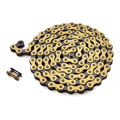 Imagen de KHE BMX/FIXIE Cadena 1/2&quot; x 1/8&quot; 112 eslabones a la izquierda, solo 385 g, con candado I4, muchos colores (dorado)