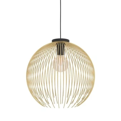 Imagen de EGLO Venezuela lámpara colgante, ideal para colocar encima de la mesa del comedor, redonda metal negro y dorado, con casquillo E27, diámetro 40 cm