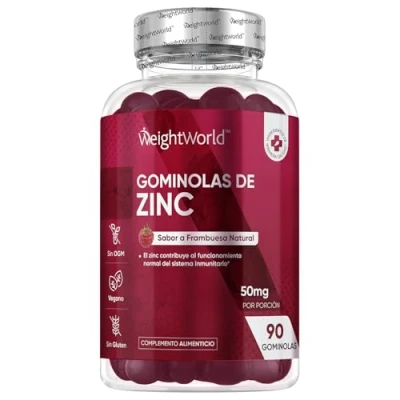 Imagen de Gominolas de Zinc, Sabor Natural a Frambuesa, 3 Meses Suministro, 90 Veganas Contribuye al Mantenimiento del Cabello, Piel y Uñas la Función Normal Sistema Inmune, Sin Gluten