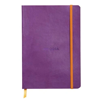 Imagen de RHODIA 117410C Carnet Souple Violet A5 Ligné 160 pages Papier Clairefontaine Ivoire 90 g/m² Marque Page, Fermeture Élastique Couverture Simili Cuir Collection Rhodiarama
