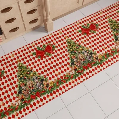 Imagen de PETTI Artigiani Italiani Alfombra de Cocina navideña, Camino Navidad, Navidad Antideslizante y Lavable, para 52 x 440 cm, Fabricada en Italia