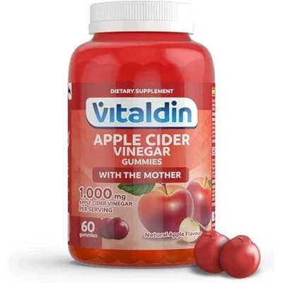 Imagen de VITALDIN Gominolas de Vinagre Sidra Manzana 1.000 mg por dosis diaria 60 (para 1 mes) Suplemento con Vitamina B12 Superalimento Detox Vegano &amp; Sin Gluten