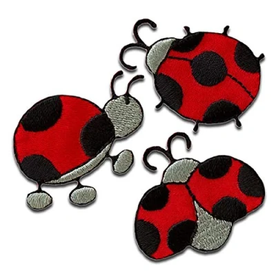 Imagen de 3 Mariquita Animales Parches Termoadhesivos Bordados Aplique Para Ropa, Tamaño: 3,8 x 2,8 cm
