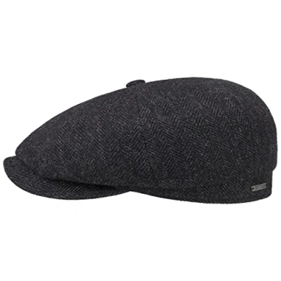 Imagen de Stetson Gorra Hatteras Classic Wool Hombre Newsboy de Lana con Visera, Forro, Forro otoño/Invierno 62 cm Negro Gris