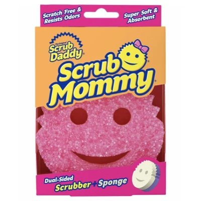 Imagen de Scrub Daddy Mommy Estropajo de Doble Cara, Esponja Cocina para Lavar Platos y Limpieza Baño, Antiarañazos, Antibacteriana Reutilizable Raspadora Flextexture Rosa