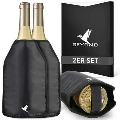 Imagen de Beyond Juego de 2 manguitos para enfriar vino, vino y champán, enfriador botellas viajes, funda plástico