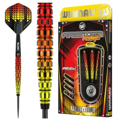 Imagen de WINMAU Firestorm Flame Juego de Dardos Profesionales tungsteno 23 Gramos con vuelos y Tallos (Ejes)