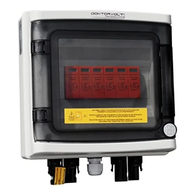 Imagen de Caja de conexiones solares fotovoltaica 1000 V CC 2 cuerdas protección contra sobretensiones tipo 258 Doktorvolt 9474, policarbonato