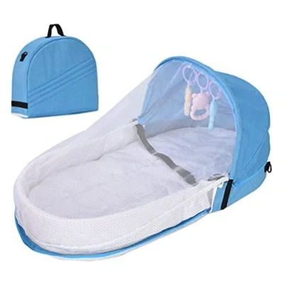 Imagen de Cuna de Viaje para bebé, 2 en 1 con colchón, portátil, Bolso Cambiador, Plegable, bebé mosquitera, bebés pequeños