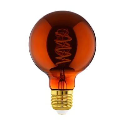 Imagen de EGLO LED E27 regulable, espiral Globo, bombilla vintage de cobre en diseño retro, 4 vatios, 30 lúmenes, blanco cálido, 2000k, foco Edison G95, Ø 9,5 cm