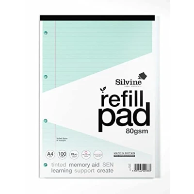 Imagen de Silvine Bloc de recambio para dislexia papel azul A4, forrado con margen (100 páginas)