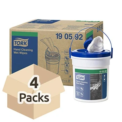 Imagen de Tork Prem.Wet hand cleaning wipes,1 plywhite,16mx27cm,case 4 buckets/58 sheets