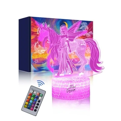 Imagen de Nice Dream Luz Nocturna Para Niños, Lámpara De Ilusión 3d, Led La Habitación, Mando a Distancia Con 16 Cambios Color Regulables, Regalos Decoración (06 unicornio)