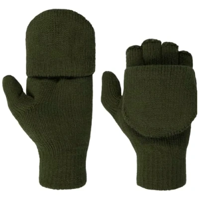 Imagen de Lipodo Thinsulate Guantes sin dedos Mujer/Hombre Unisex de punto Otoño/Invierno Lavables Manoplas Unicolor verde oliva 8 HS