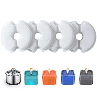 Imagen de Filtro de Fuente Agua 4 Piezas, Yiupea Filtros Repuesto para Gato 2L &amp; 2.5L/67 oz&amp;84 oz, Carbón Activado Algodón Resina con Ttriple Filtración