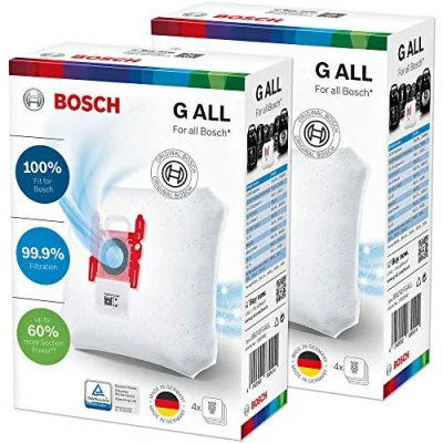 Imagen de 8 Bolsas de Aspiradora para Bosch PowerProtect Staubbeutel Type G All BBZ41FGALL 17000940 0017000940 468383 00468383