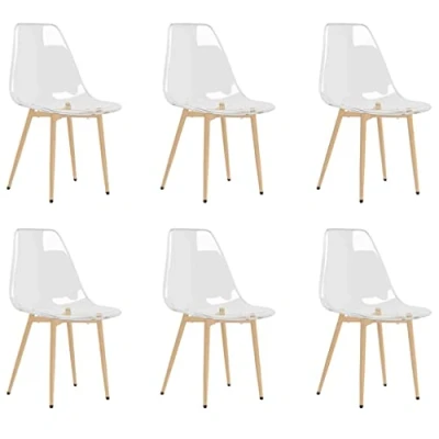 Imagen de vidaXL 6X Sillas de Comedor Asiento Butaca Salón Sala Estar Cocina Escritorio Mobiliario Muebles Oficina Despacho Hogar Transparente Pet