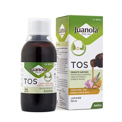 Imagen de JUANOLA Jarabe tos Adultos 150ml Producto sanitario para el tratameinto de la seca y productiva Llantén menor, Altea, Própolis, Miel flores.