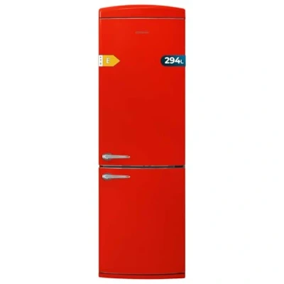 Imagen de Cecotec Frigorífico Combi 2 Puertas Retro de 294L Bolero CoolMarket Origin 294+ Red E. Altura 190cm y 60,5 cm Ancho, Total No Frost, Multi Cooling, Fast Freezing, Acabado Vintage Rojo