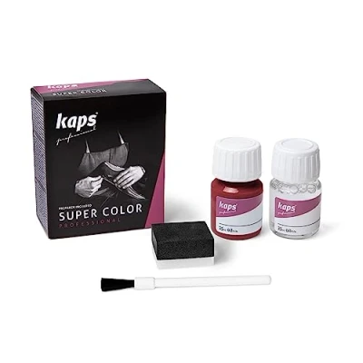 Imagen de Kaps Tinte con Imprimación para Zapatos Y Bolsos Textiles de Cuero Natural Sintético, Super Color And Preparer, 70 Colores (112 rojo)
