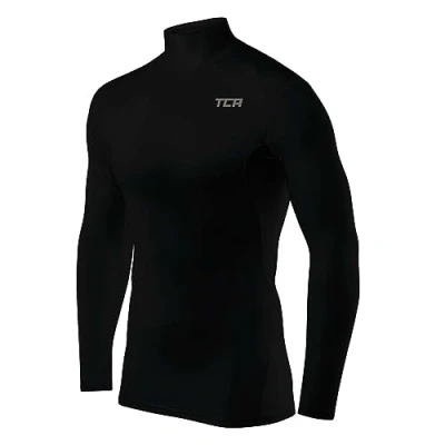 Imagen de TCA Camiseta Interior Manga Larga HyperFusion de Compresión para Hombres Negro Cuello Alto, S