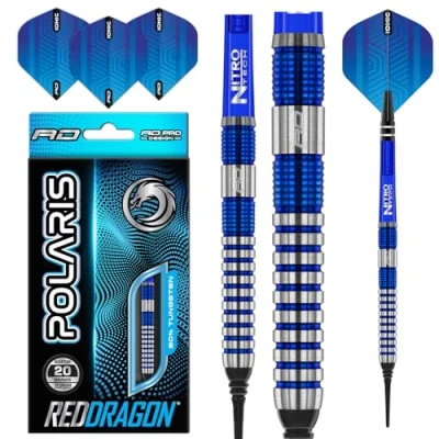 Imagen de RED DRAGON Polaris Softip: Juego de Dardos Profesionales tungsteno 20 Gramos con Plumas y Ejes nitrotecnología