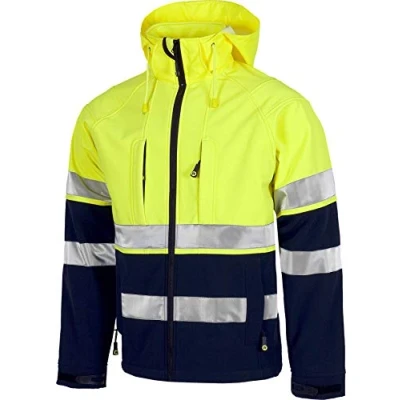 Imagen de Work Team Workshell Combinado con Alta Visibilidad, 2 Cintas Reflectantes. Hombre Marino+Amarillo A.V. 3XL