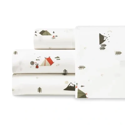 Imagen de Eddie Bauer Sábanas tamaño Individual, Juego de Ropa Cama percal algodón, decoración Fresca y para el hogar (Campamento en Cascada, Individual)