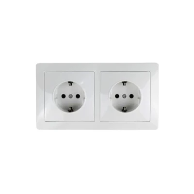 Imagen de Base schuko empotrar y interruptor simple serie clasica color blanco 16A/250V (2 tomas)