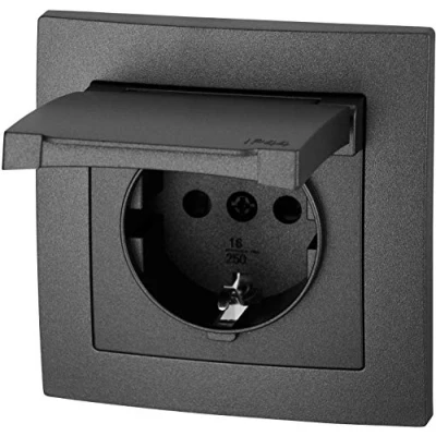 Imagen de Enchufe empotrado IP44, All in One, serie ET 1, antracita